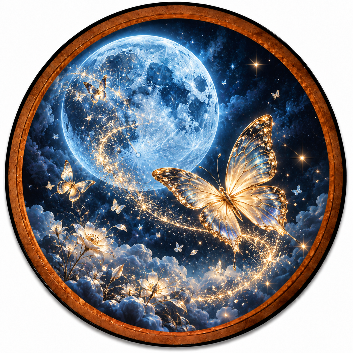 Handcrafted Golden Butterfly Moonlight LED Wall Art