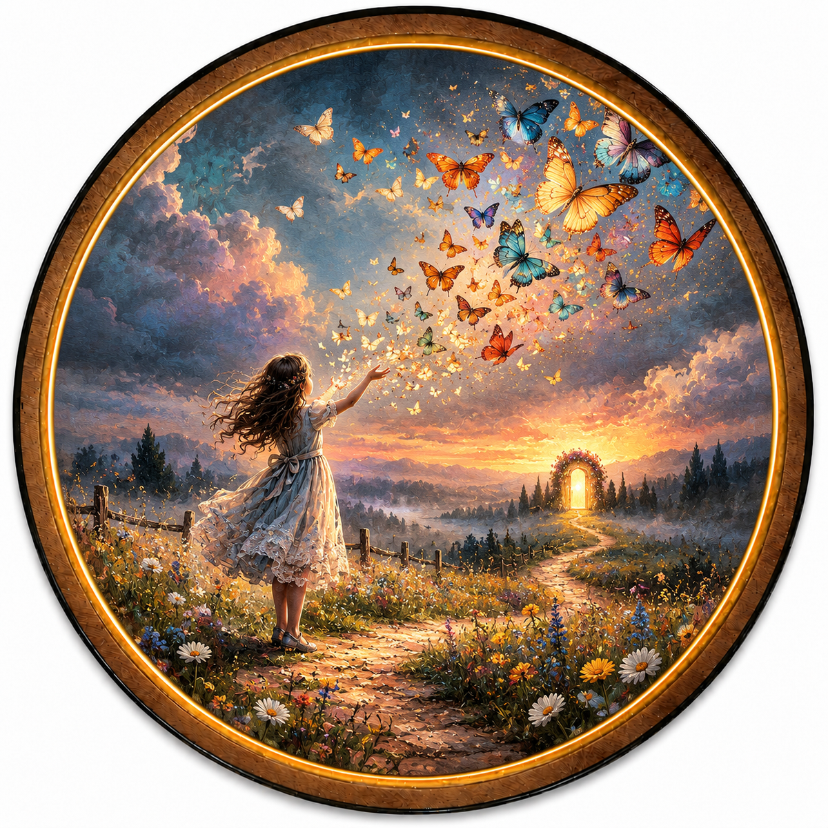 Butterfly Dream Gateway Circular LED Wall Art