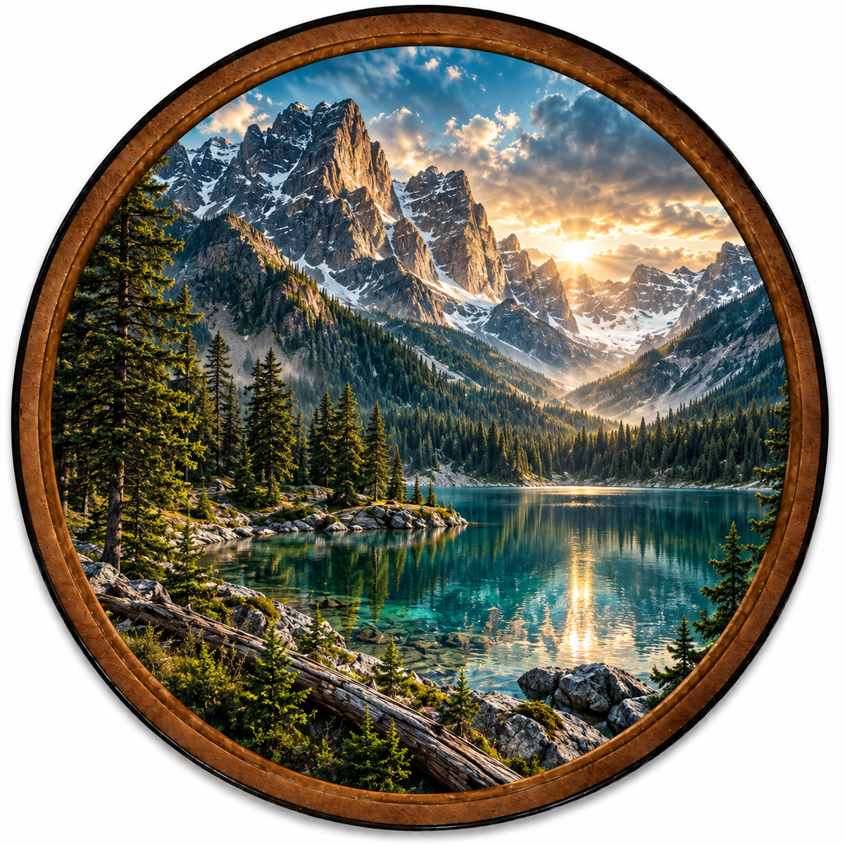 Handcrafted Alpine Mountain Lake LED Wall Art