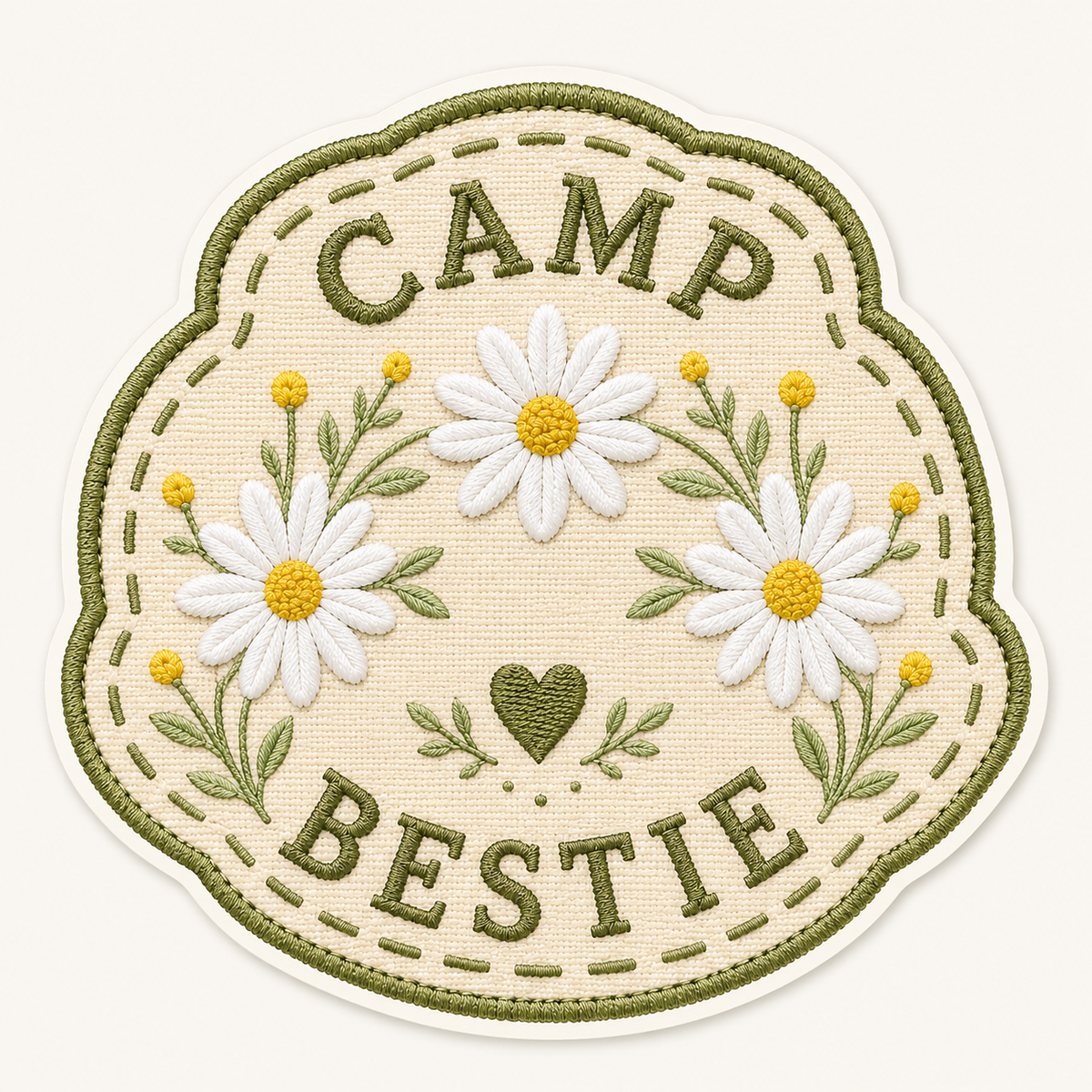 Camp Bestie Daisy Embroidered Iron-On Patch