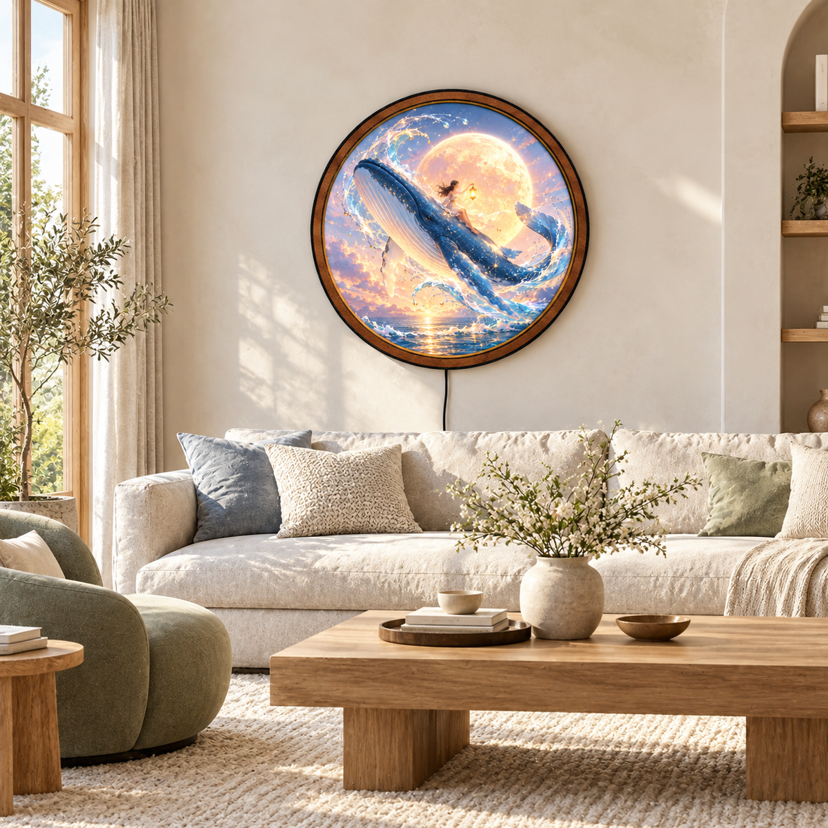 Moonlit Whale LED Wall Art – Enchanted Ocean Fantasy