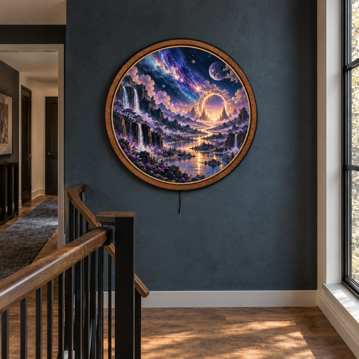 Celestial Valley – Golden Portal LED Wall Art
