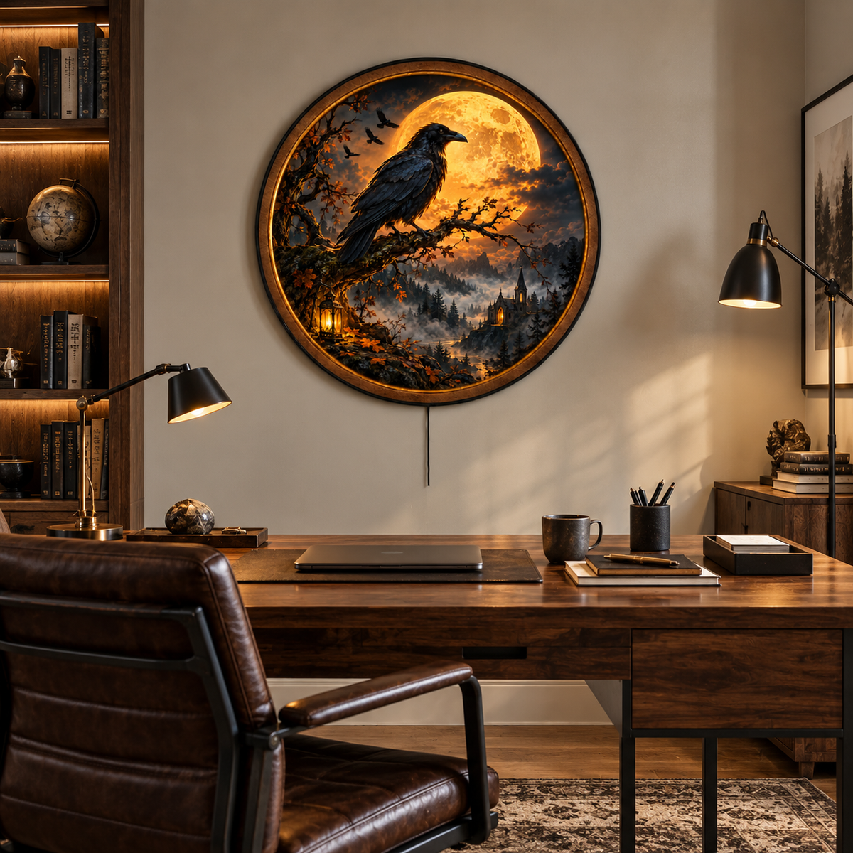 Raven Moon – Gothic Night Fantasy LED Wall Art