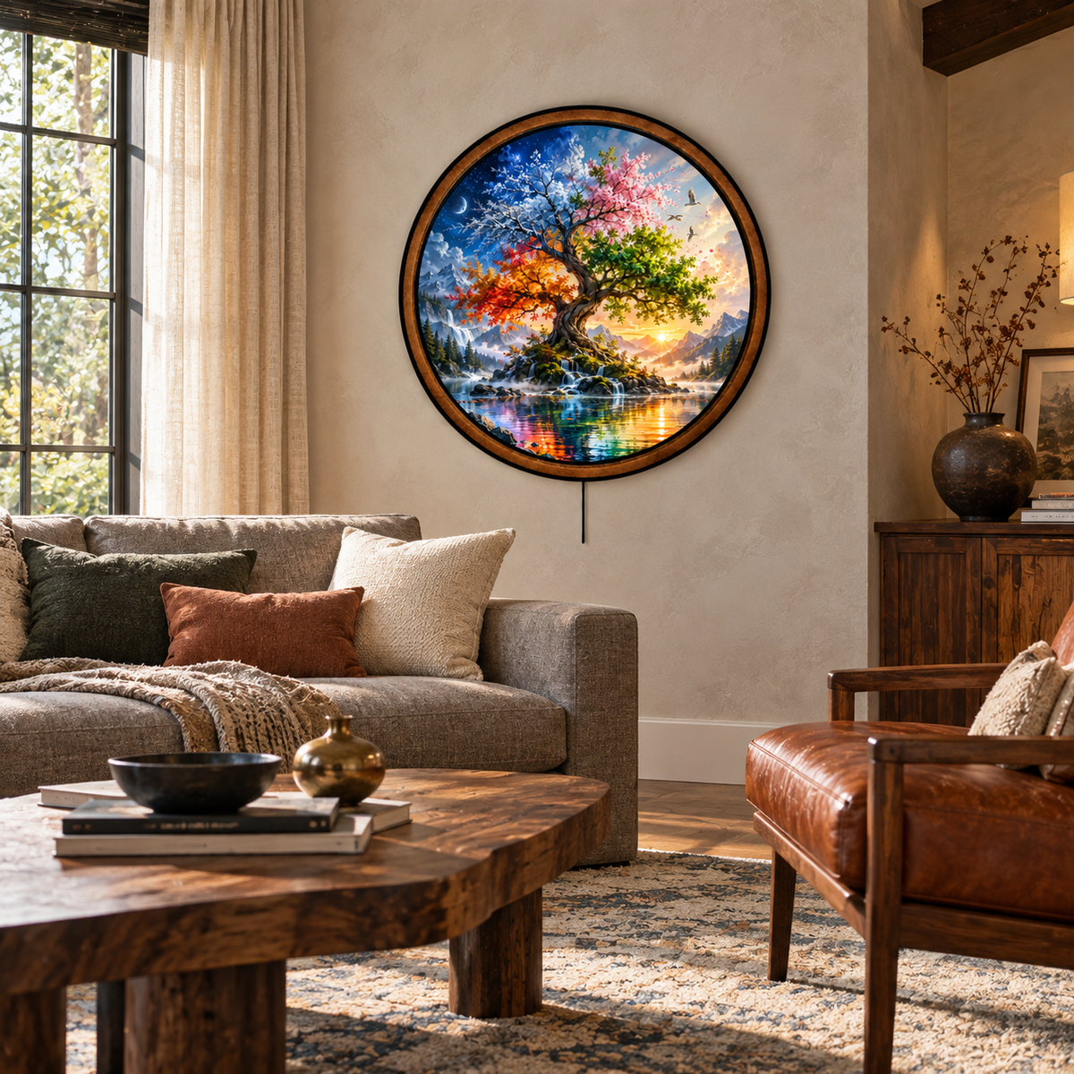 Handcrafted Four Seasons Tree of Life LED Wall Art