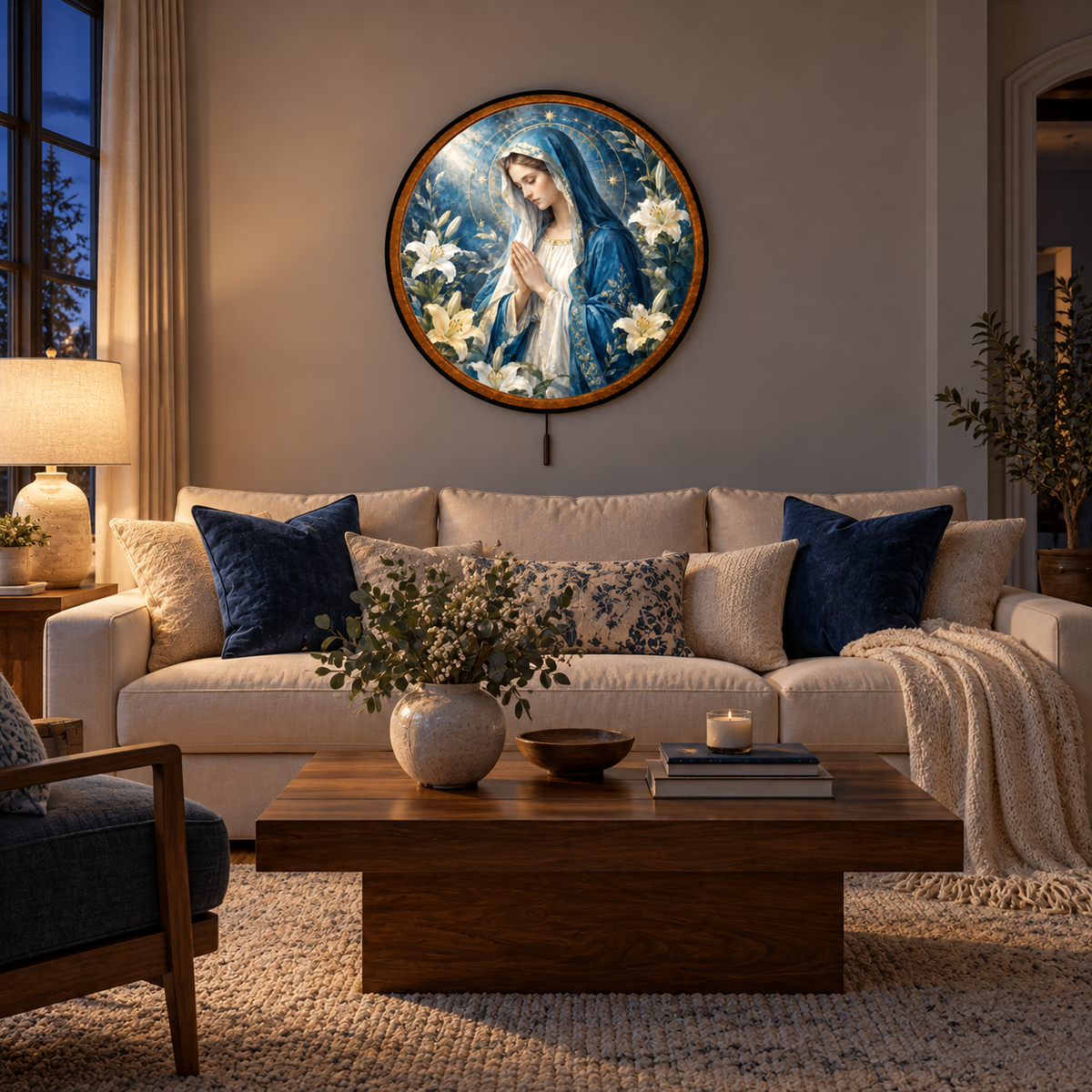 Our Lady of Grace – Handcrafted Virgin Mary LED Wall Art