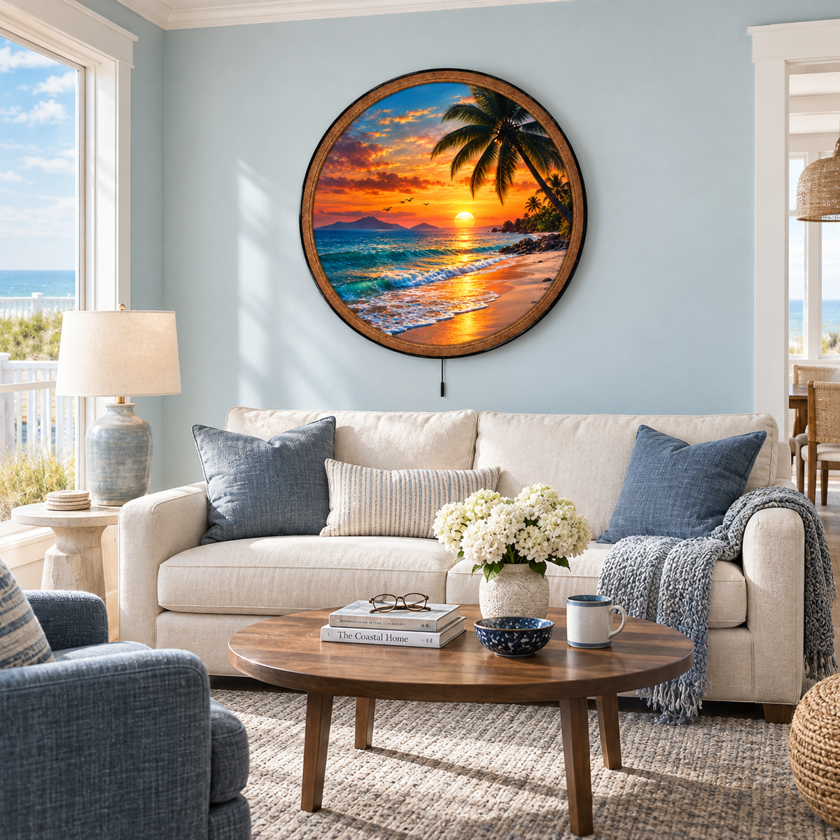 Tropical Sunset Paradise – Beach Ocean LED Wall Art