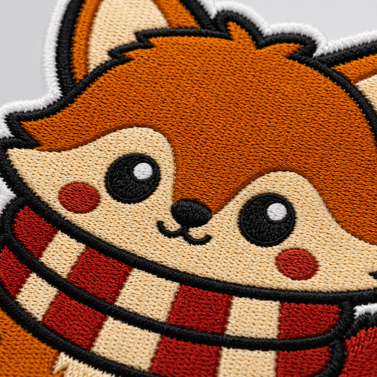 Autumn Fox Embroidered Iron-On Patch – Cozy Fall Fox with Scarf Applique