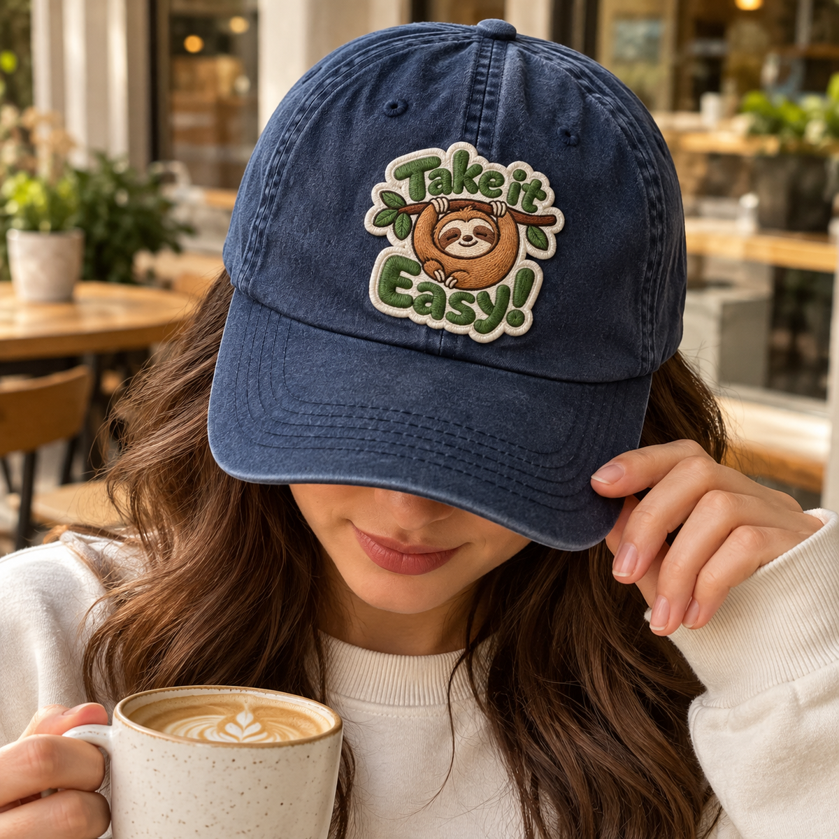 Take It Easy Sloth Embroidered Iron-On Patch – Cute Motivational Applique