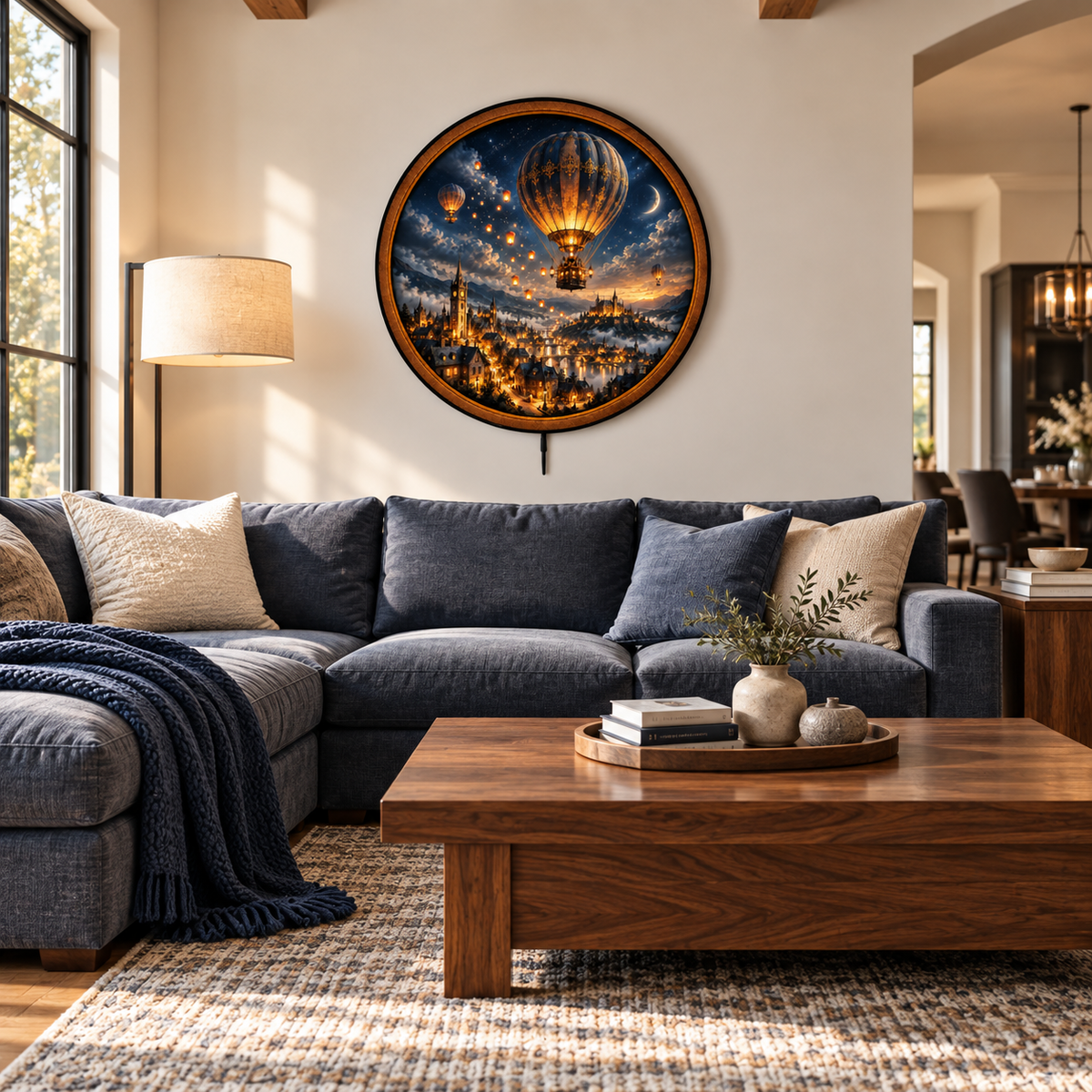 Moonlit Balloon Kingdom Fantasy Circular LED Wall Art