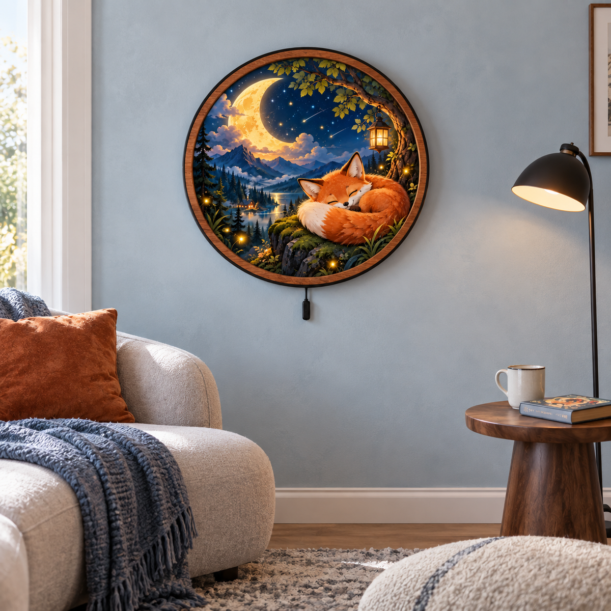 Sleeping Fox Moonlight – Enchanted Forest LED Wall Art