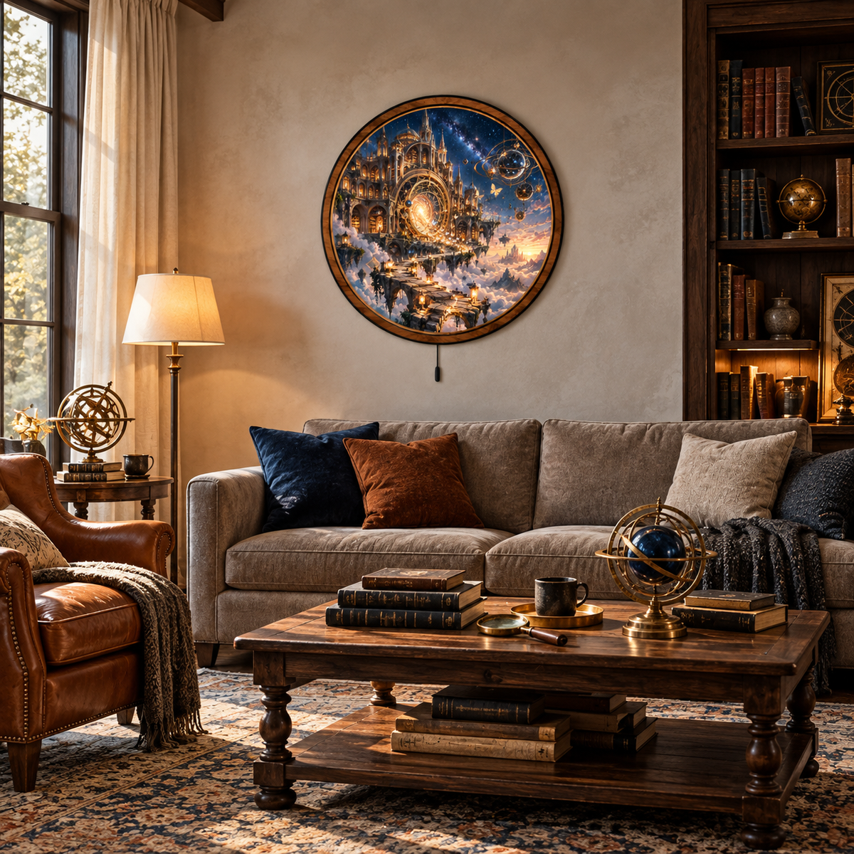 Handcrafted Celestial Library Gateway LED Wall Art