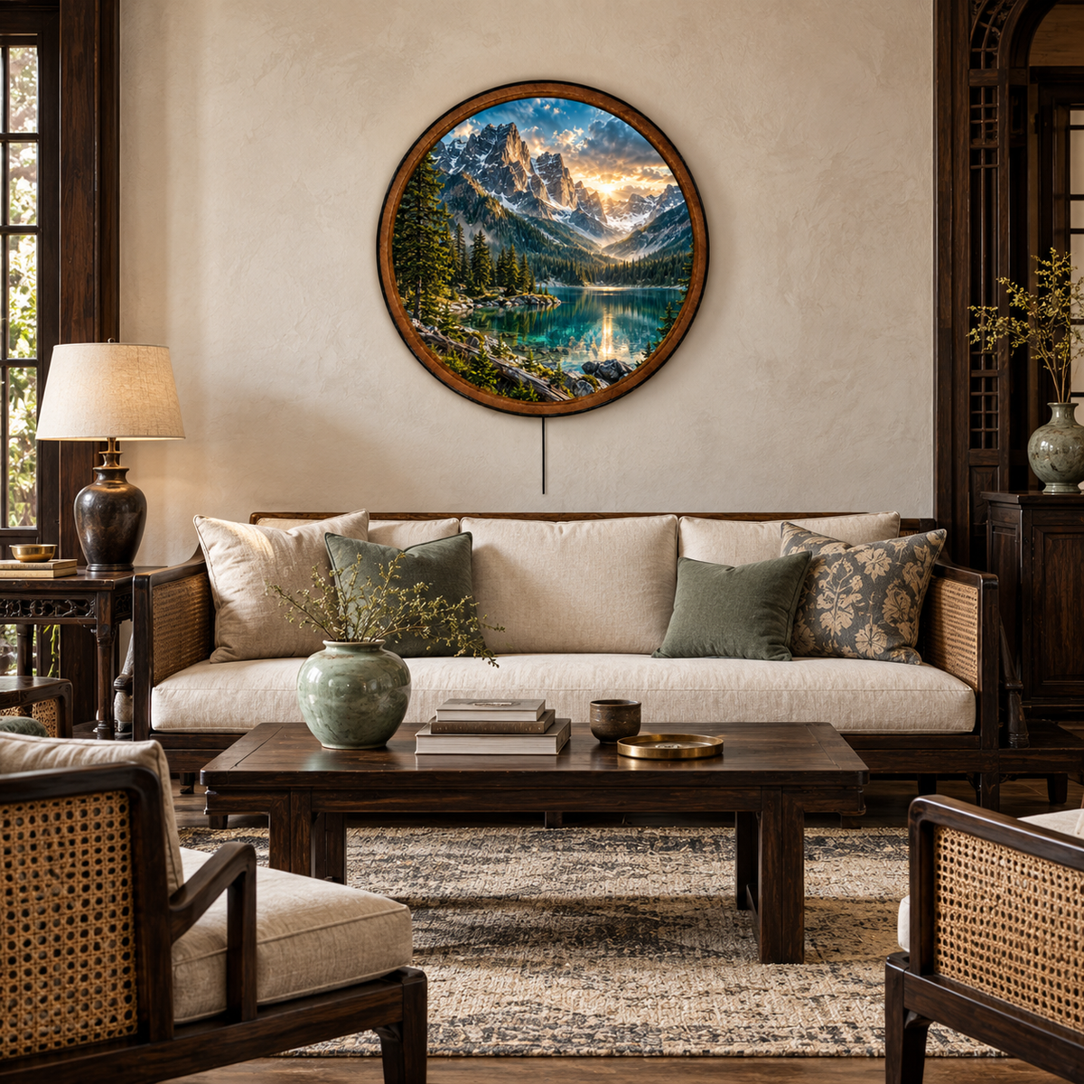 Handcrafted Alpine Mountain Lake LED Wall Art
