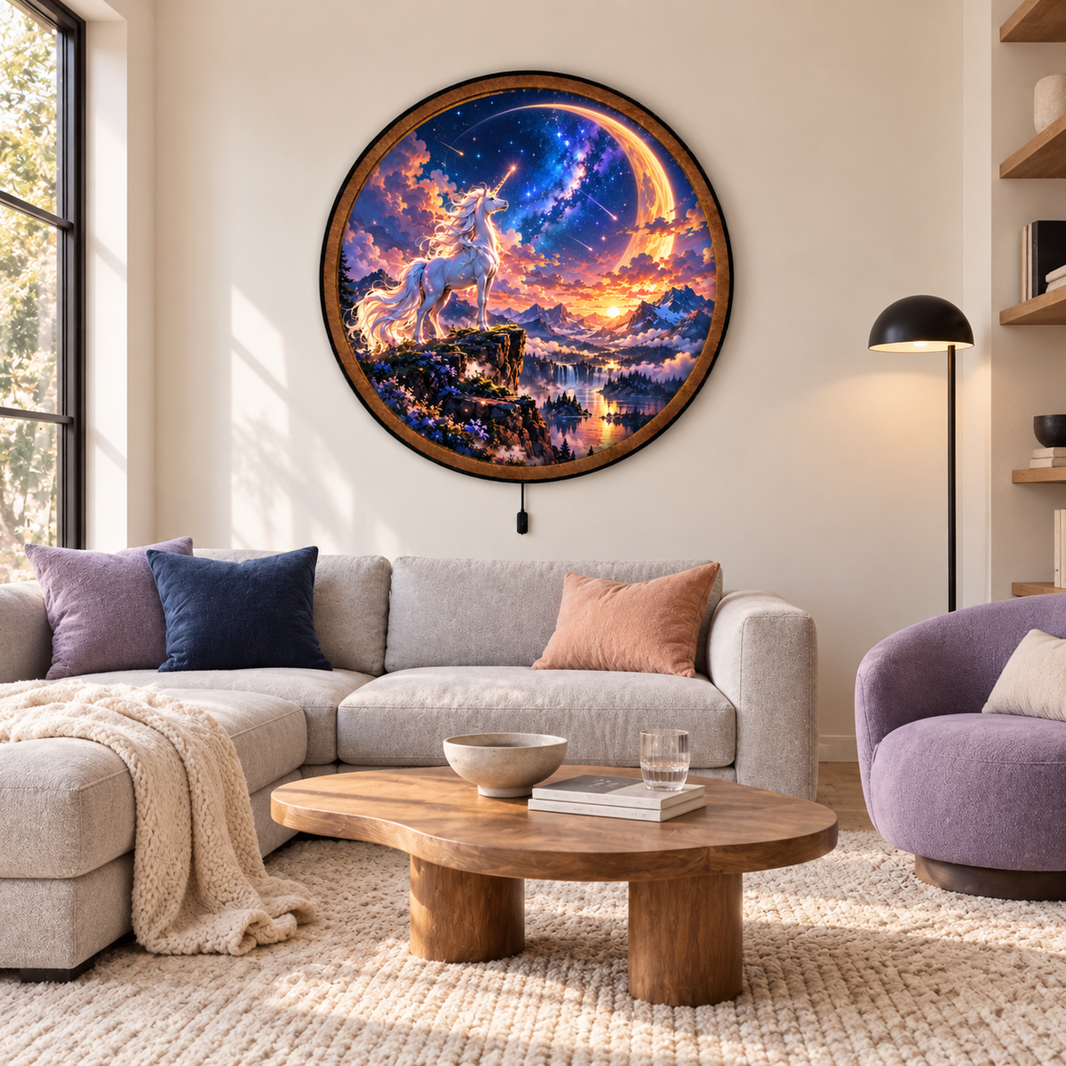 Celestial Unicorn – Golden Horizon LED Wall Art