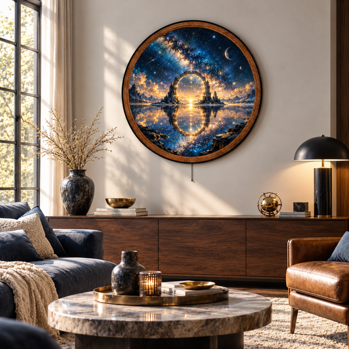 Celestial Gateway Cosmic Reflection LED Wall Art