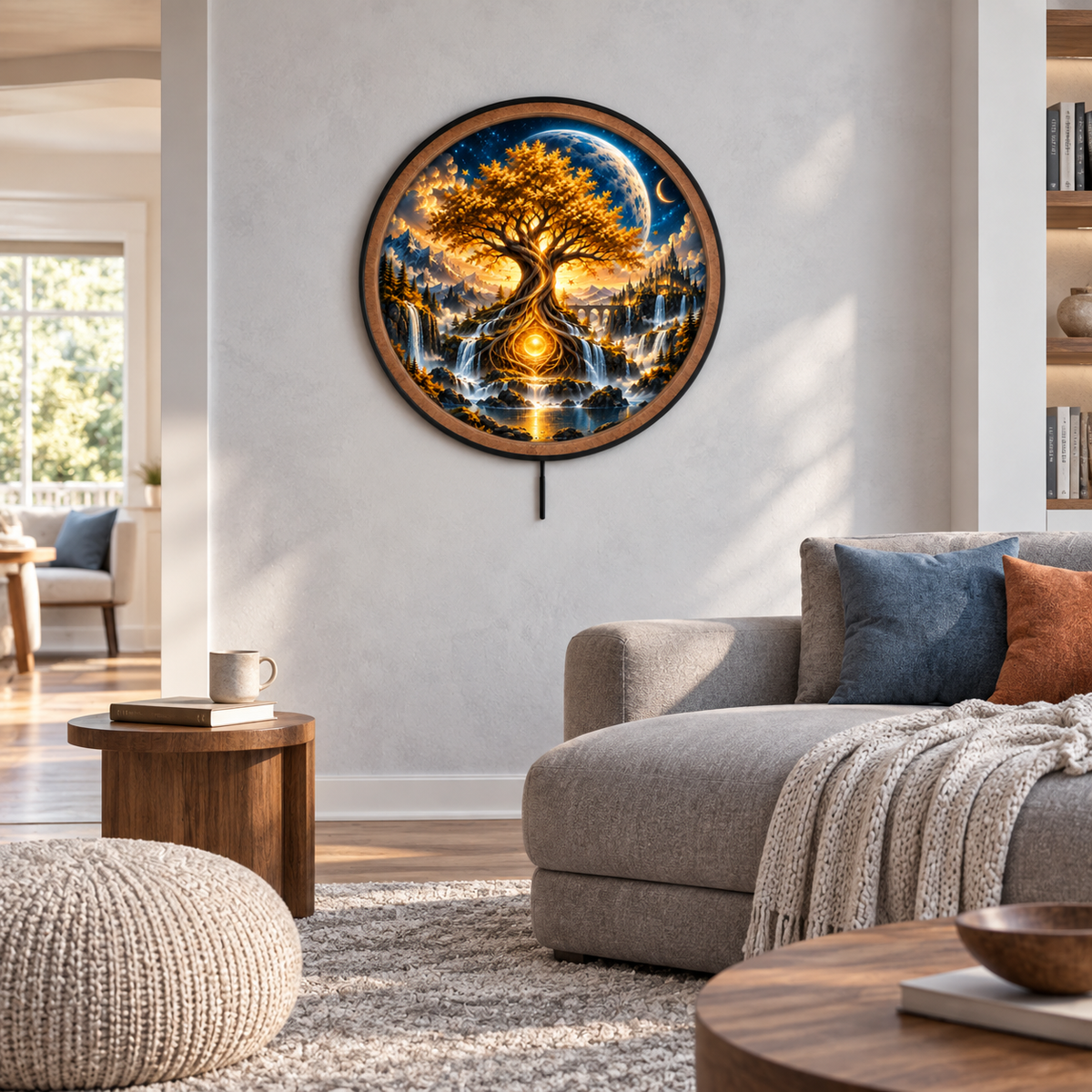 Tree of Eternity – Golden Celestial Kingdom LED Wall Art