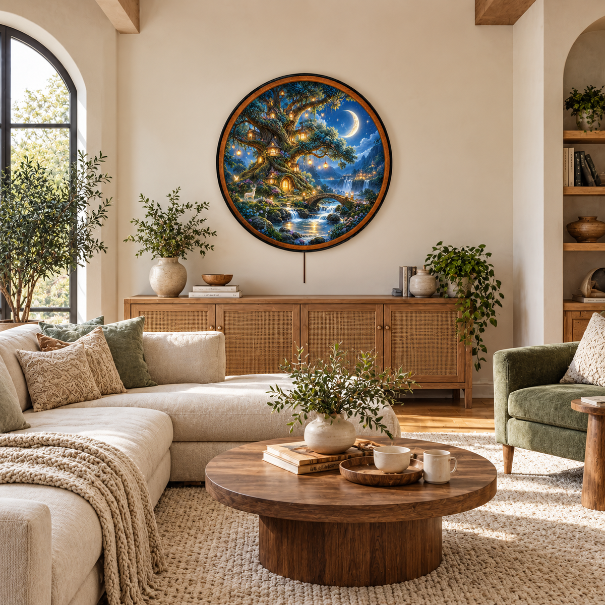 The Enchanted Everlight Tree – Handcrafted LED Wall Art | Magical Treehouse & Crescent Moon