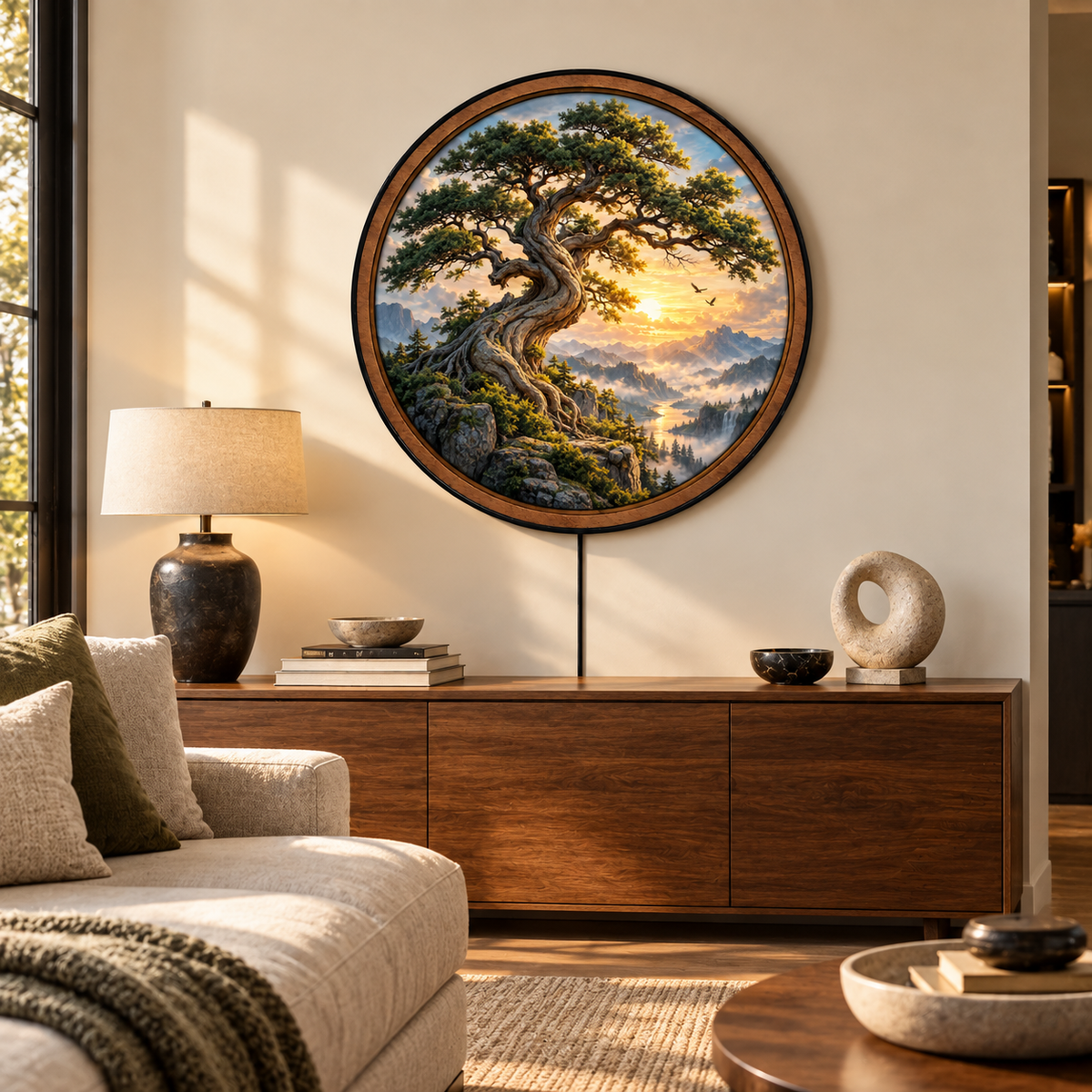 Ancient Sentinel Golden Valley Circular LED Wall Art
