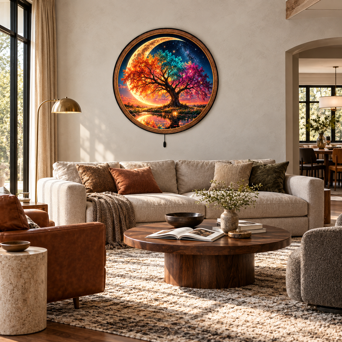 Handcrafted Celestial Tree of Seasons LED Wall Art