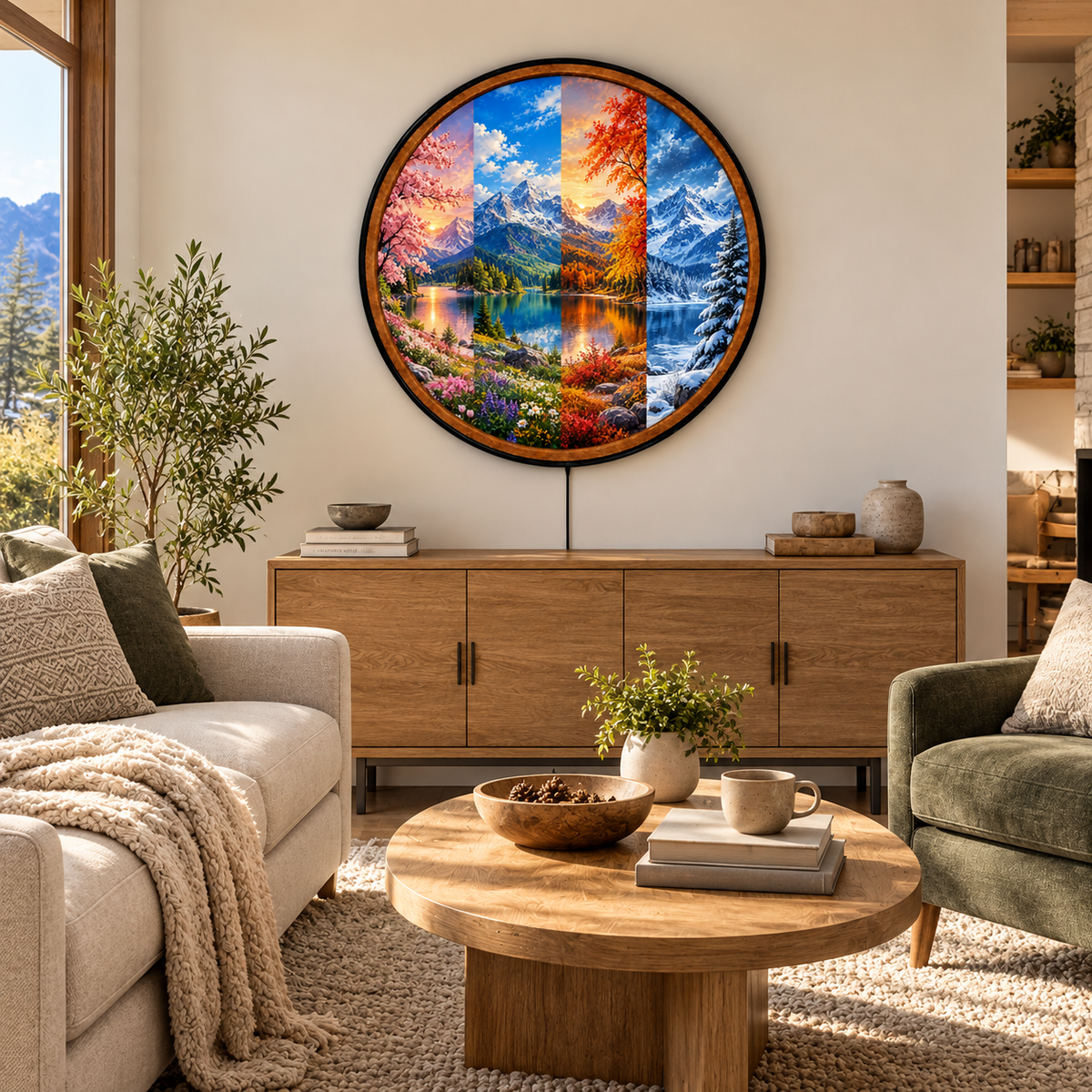 Four Seasons – Handcrafted Round LED Wall Art