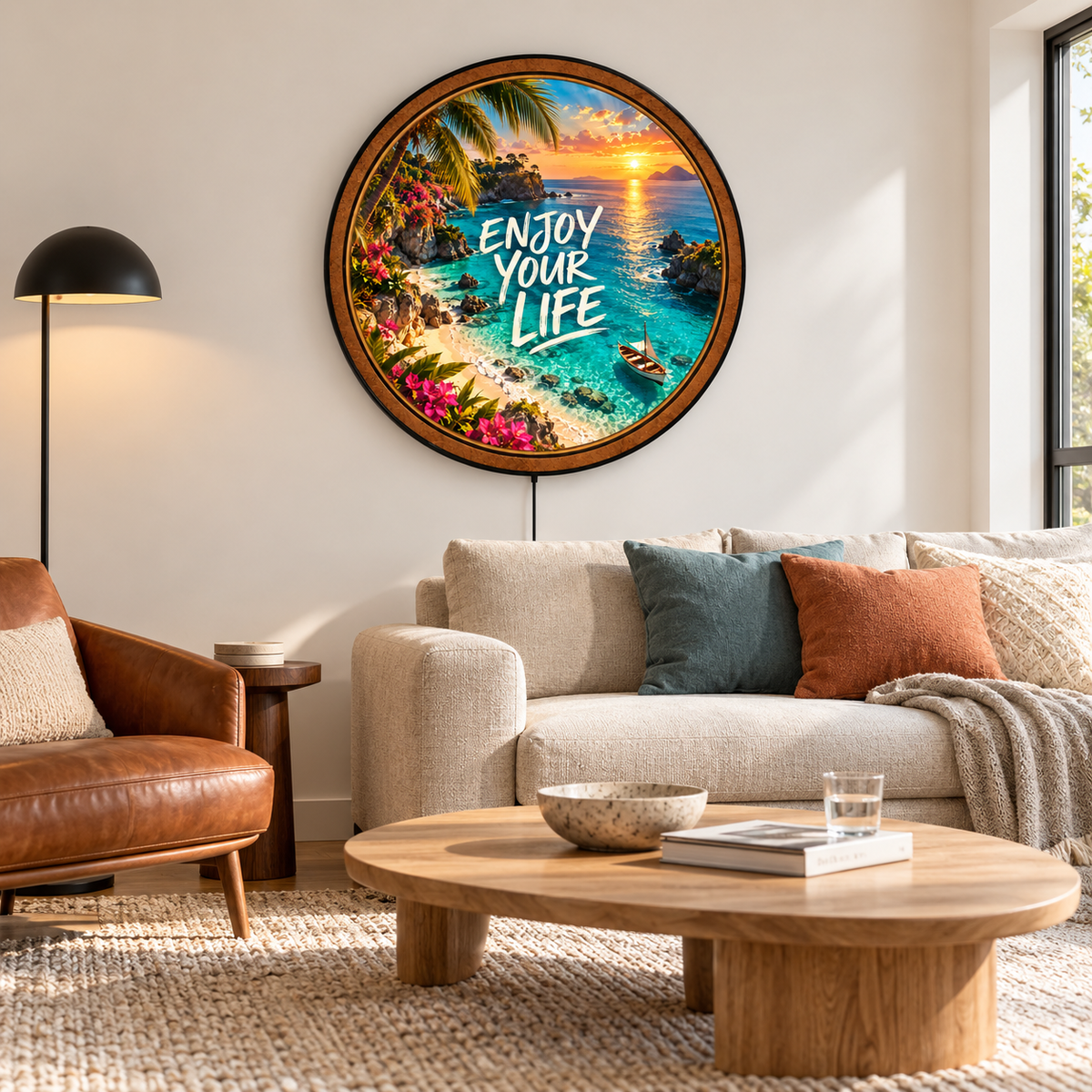 Enjoy Your Life – Tropical Paradise LED Wall Art