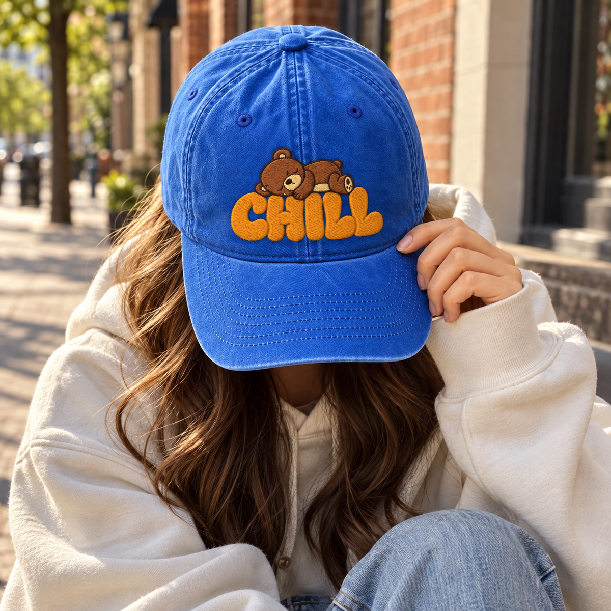 Chill Bear Embroidered Dad Hat