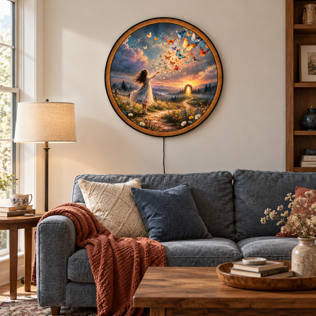 Butterfly Dream Gateway Circular LED Wall Art
