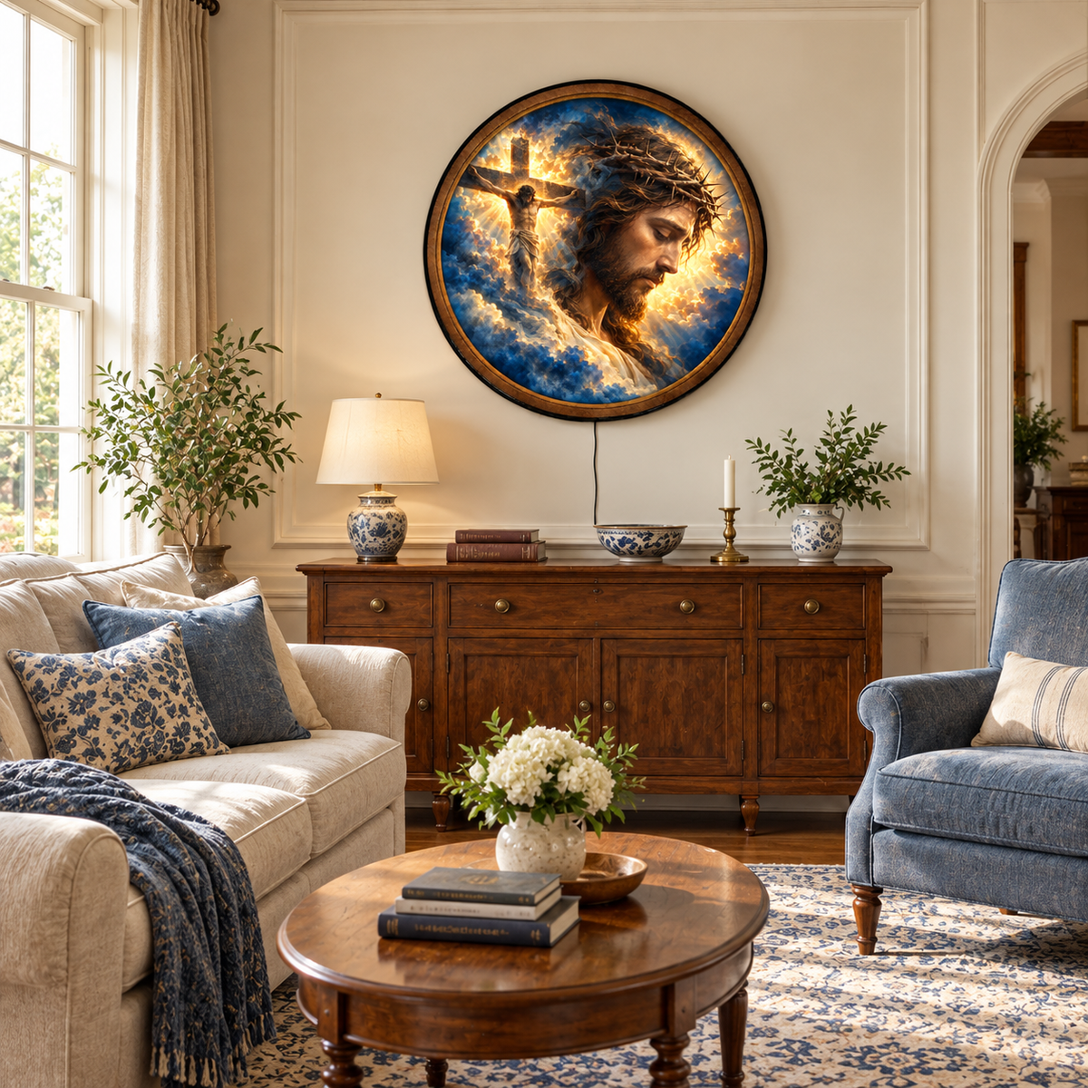 Handcrafted Jesus Christ LED Wall Art – Crown of Thorns, Crucifixion & Divine Light Christian