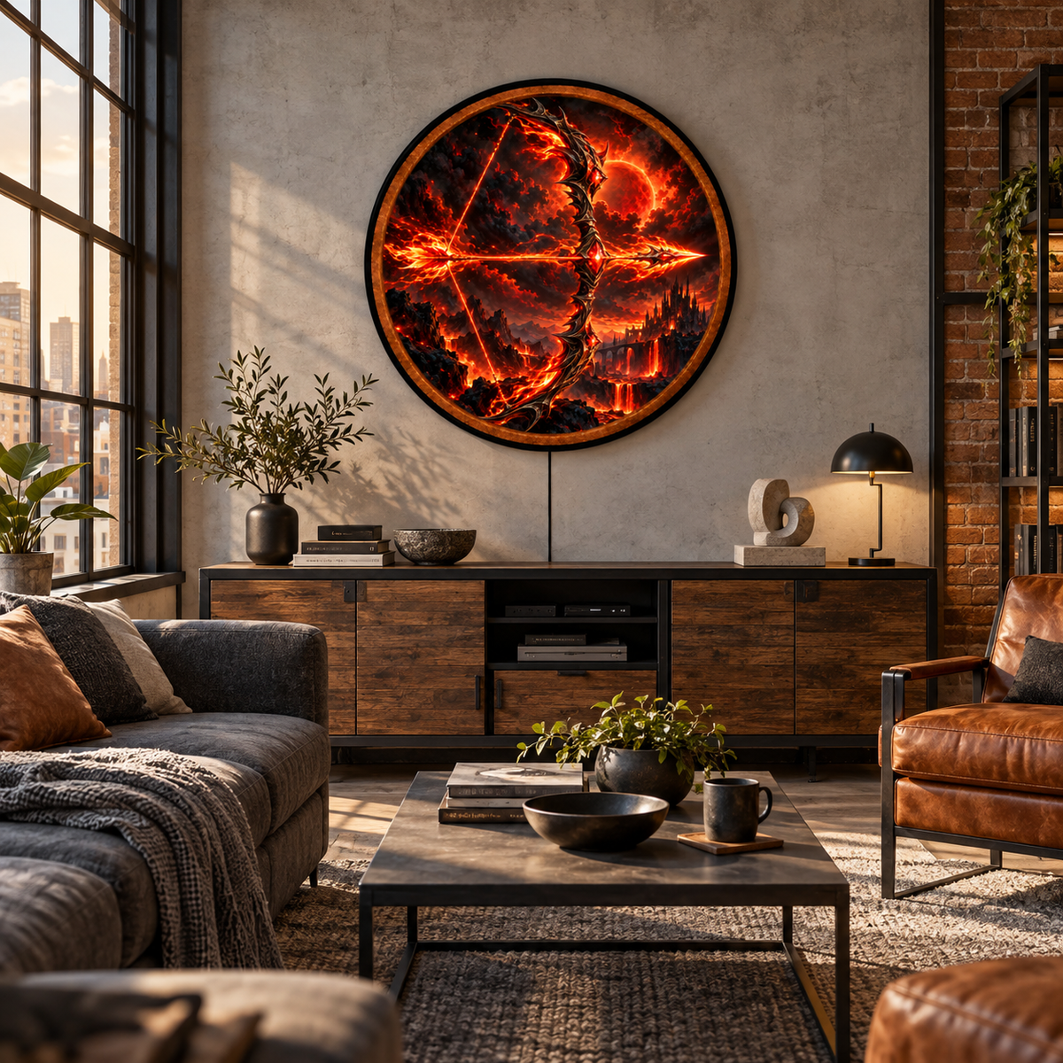Inferno Bow – Handcrafted Round LED Wall Art