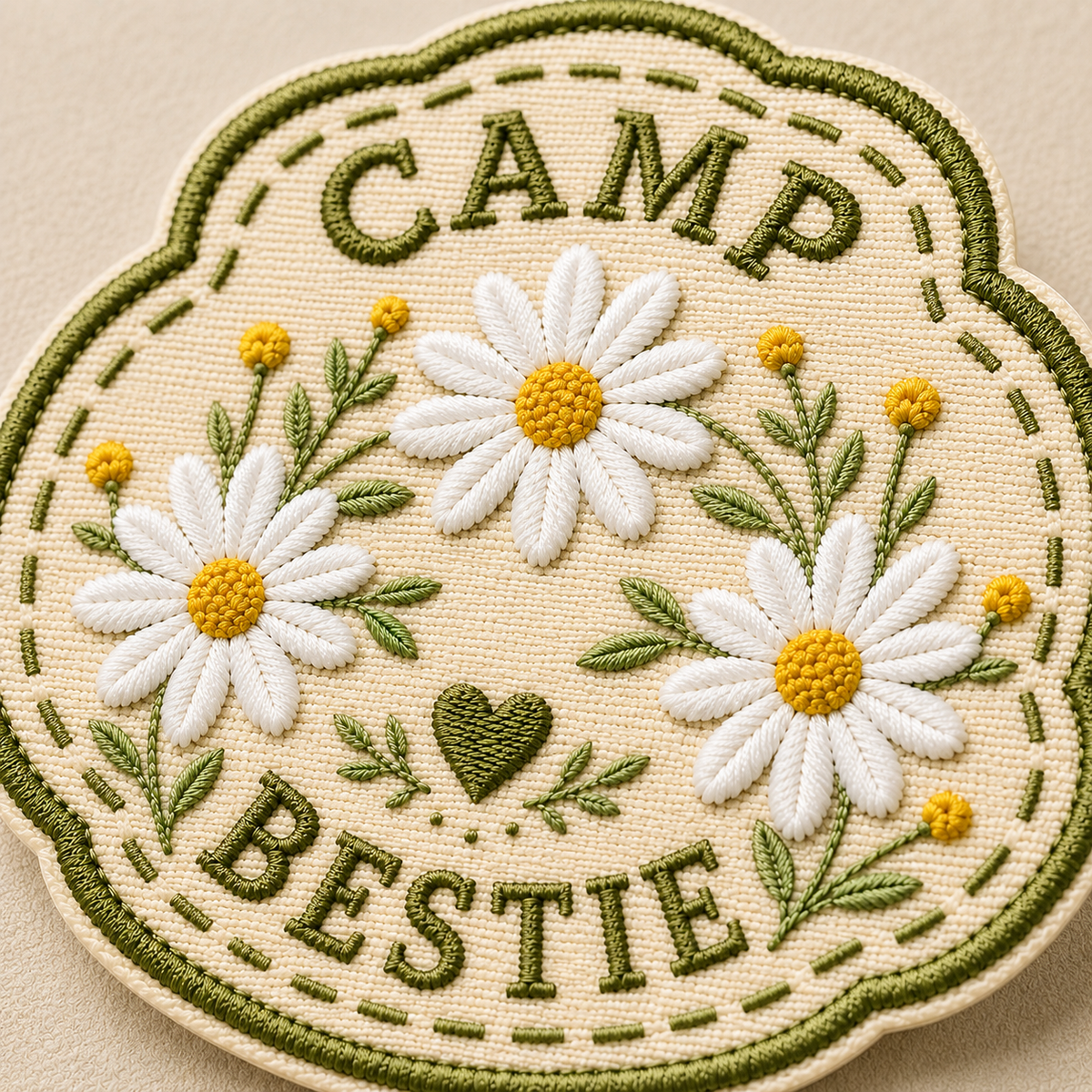 Camp Bestie Daisy Embroidered Iron-On Patch