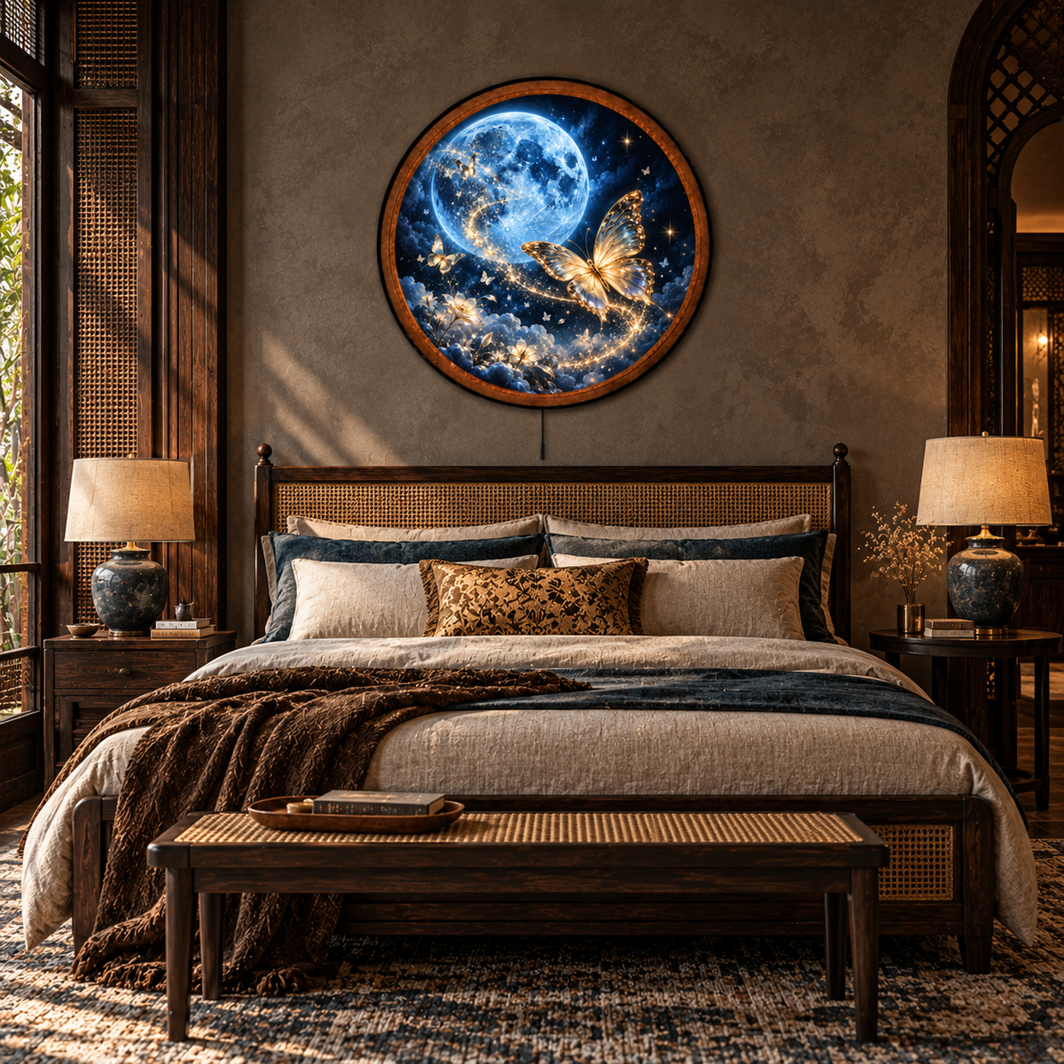 Handcrafted Golden Butterfly Moonlight LED Wall Art