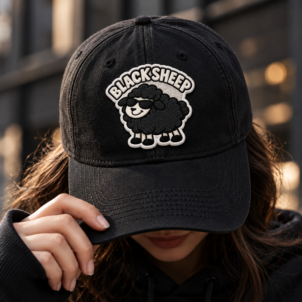 Black Sheep Embroidered Iron-On Patch – Cool Sheep with Sunglasses Applique