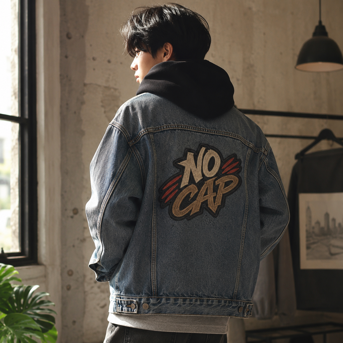 No Cap Embroidered Iron-On Patch – Trendy Slang Lettering Applique
