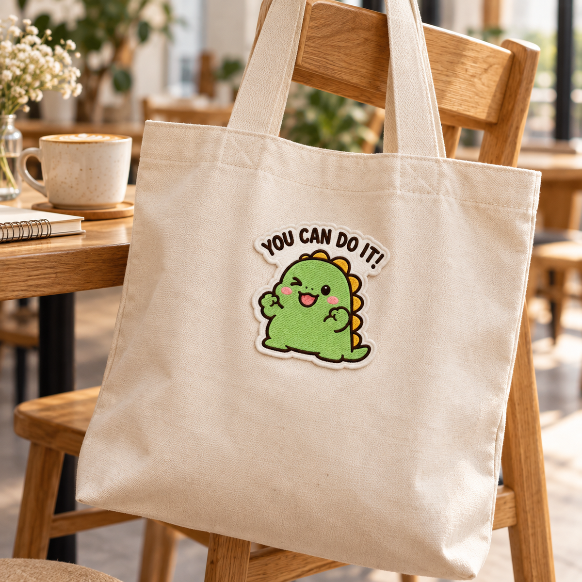 You Can Do It Cute Dinosaur Embroidered Iron-On Patch