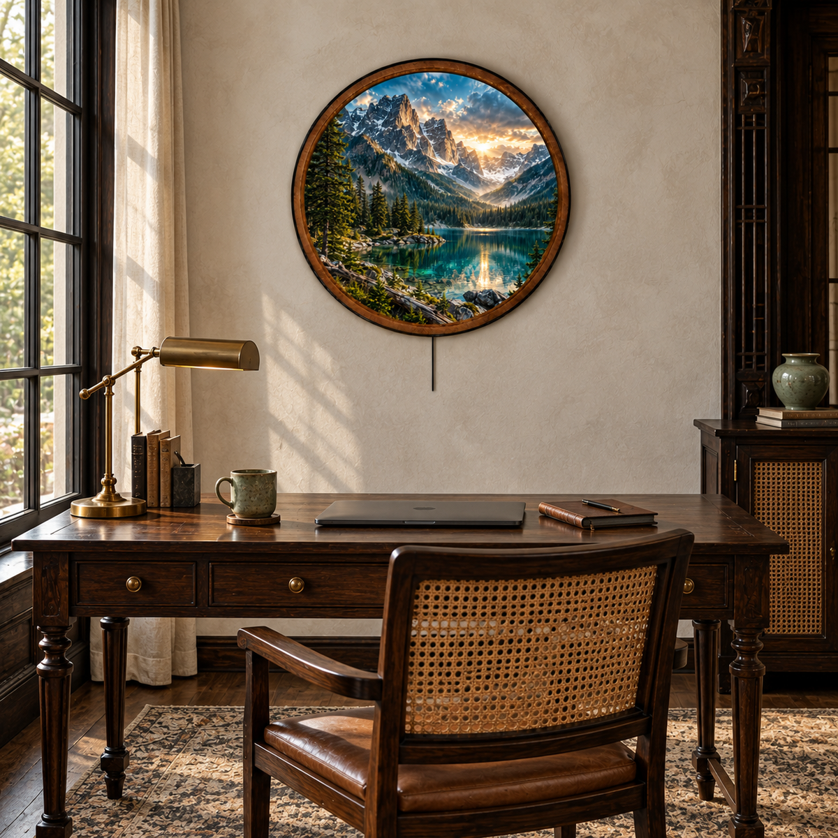 Handcrafted Alpine Mountain Lake LED Wall Art