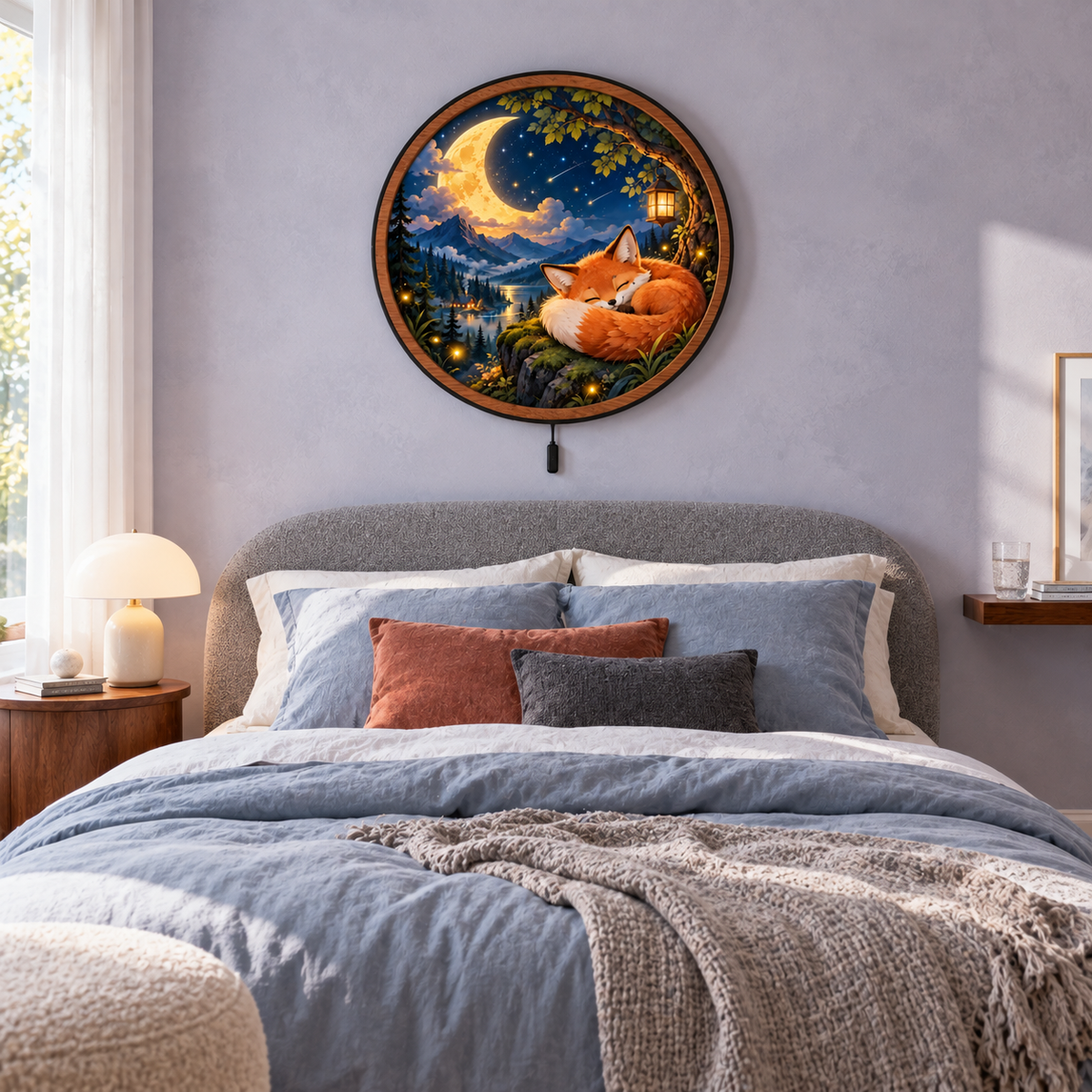 Sleeping Fox Moonlight – Enchanted Forest LED Wall Art