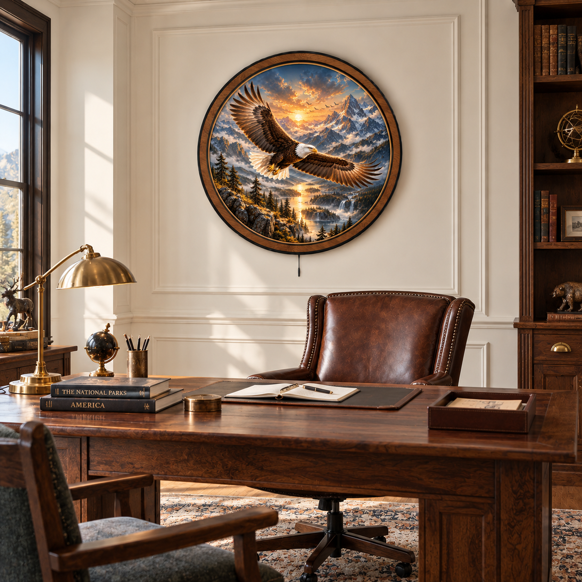 Soaring Eagle – Golden Mountain Sunrise LED Wall Art