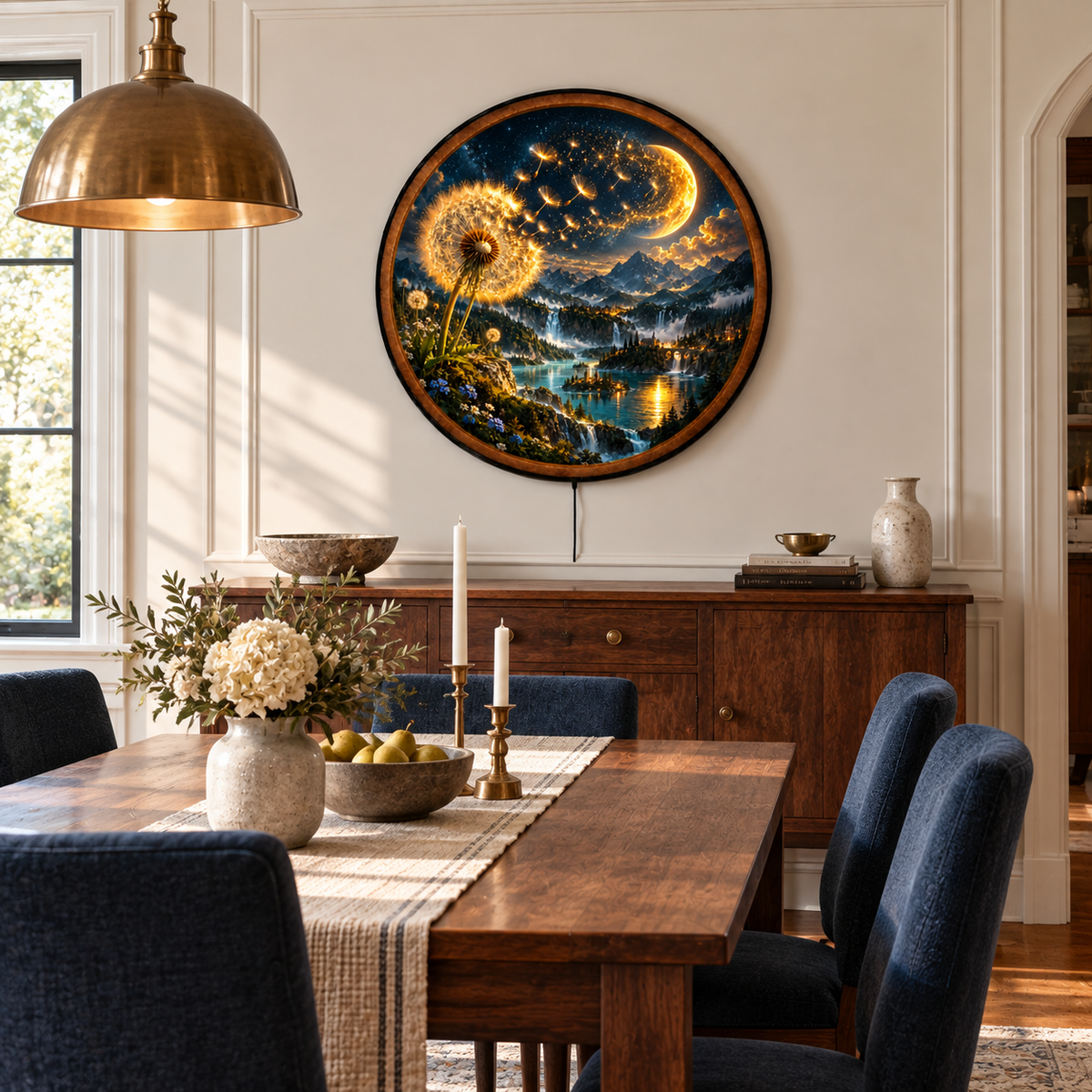 Celestial Dandelion – Handcrafted LED Wall Art