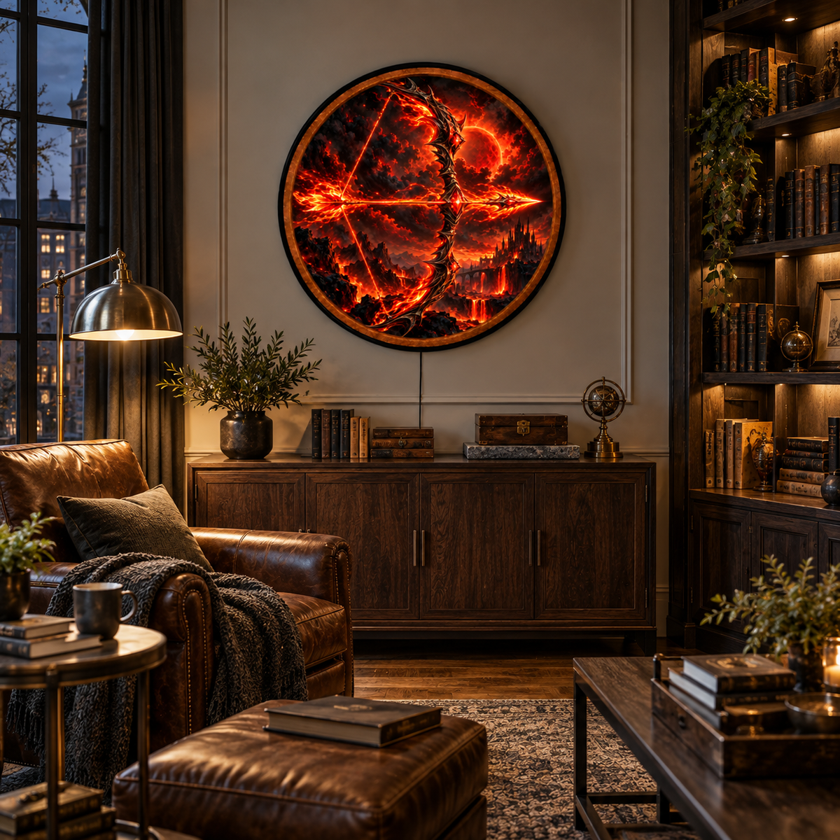 Inferno Bow – Handcrafted Round LED Wall Art