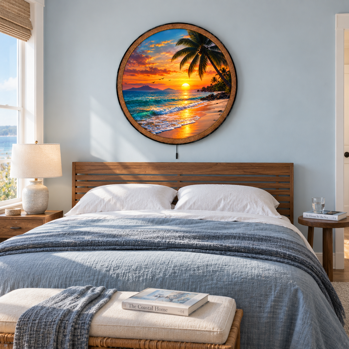 Tropical Sunset Paradise – Beach Ocean LED Wall Art