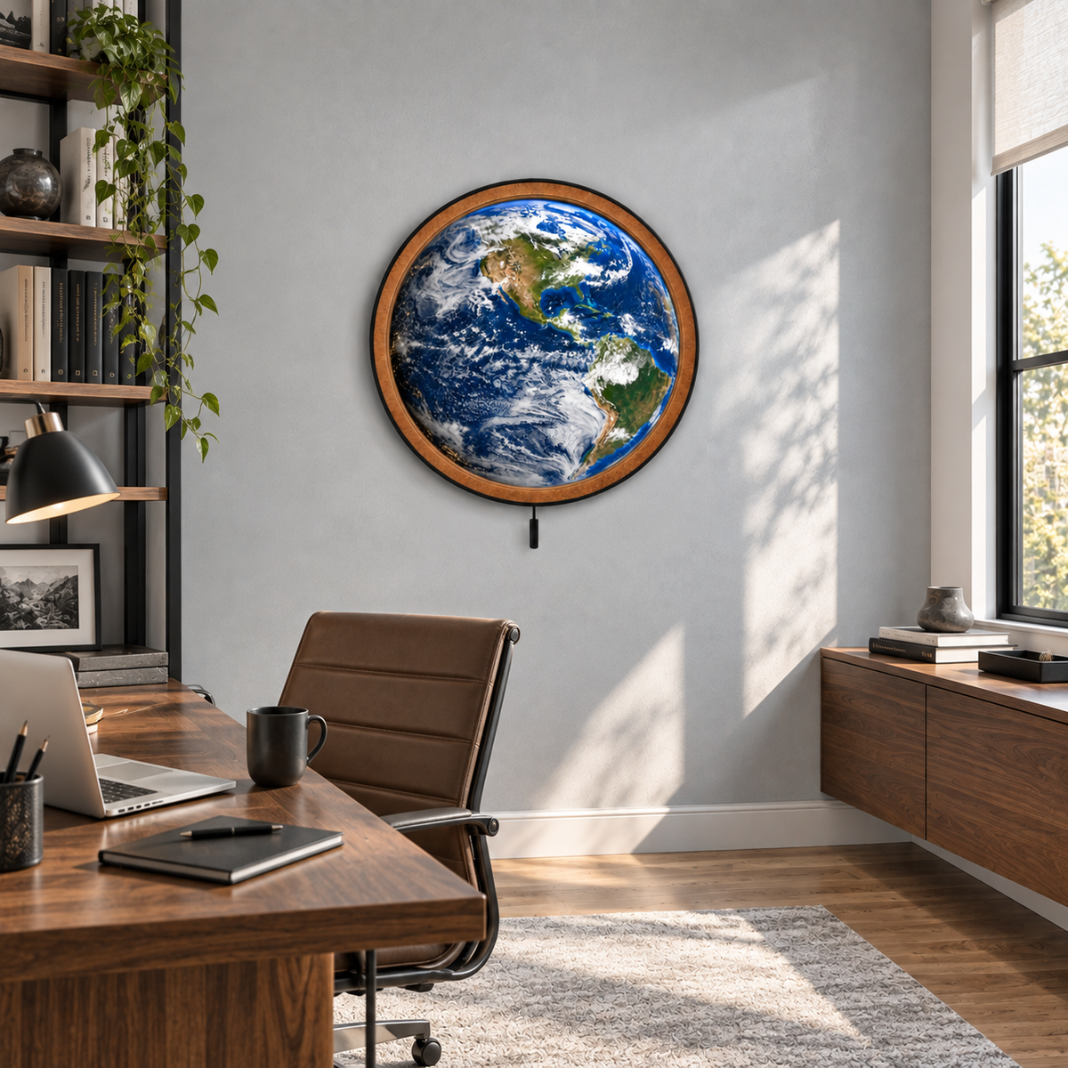Blue Earth – Living Planet Circular LED Wall Art