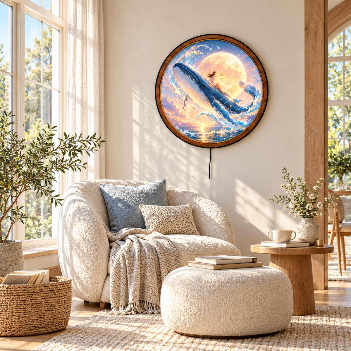 Moonlit Whale LED Wall Art – Enchanted Ocean Fantasy