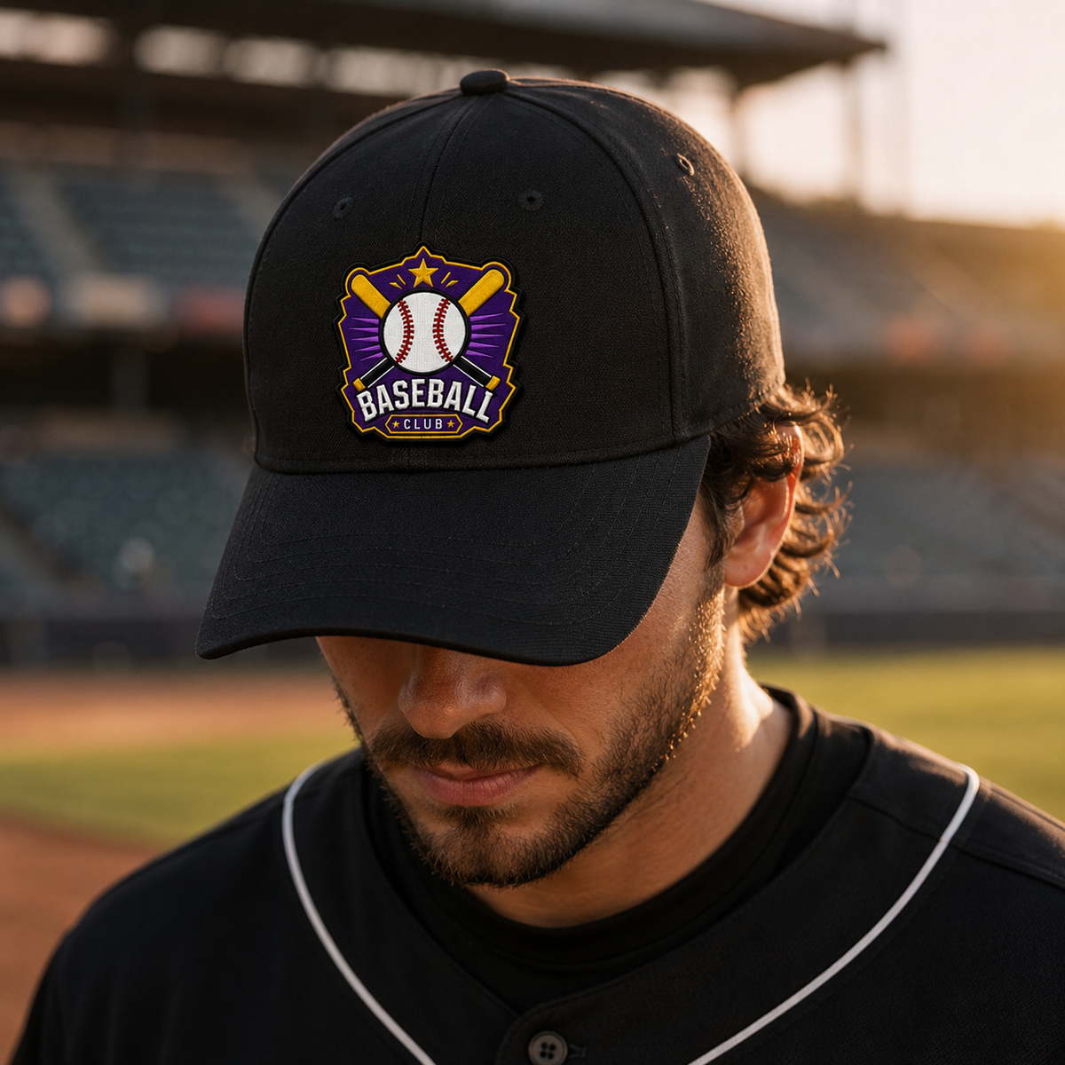 Baseball Club Embroidered Patch – Purple & Gold Varsity Sports Badge