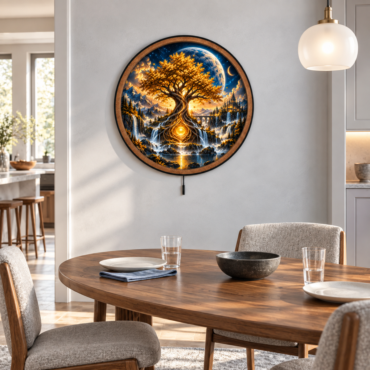 Tree of Eternity – Golden Celestial Kingdom LED Wall Art