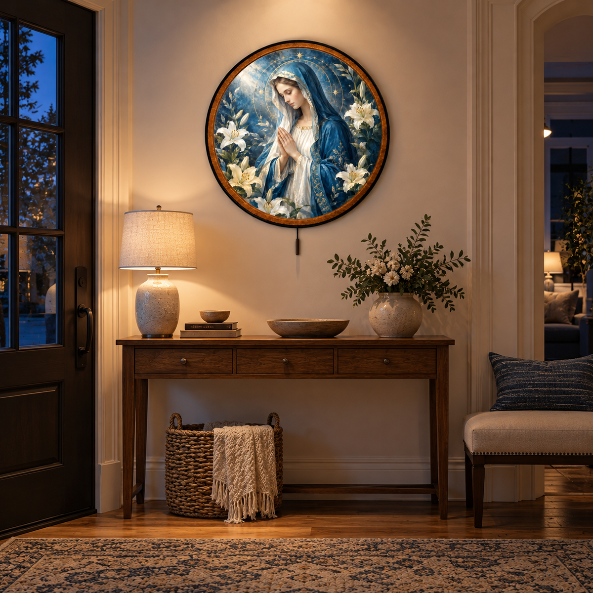Our Lady of Grace – Handcrafted Virgin Mary LED Wall Art