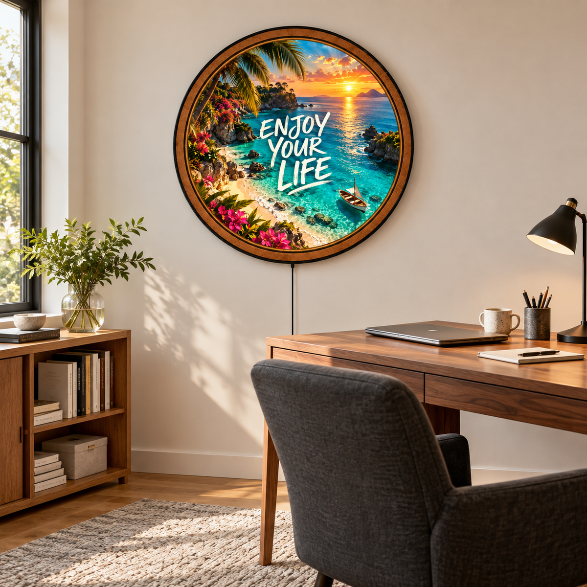 Enjoy Your Life – Tropical Paradise LED Wall Art