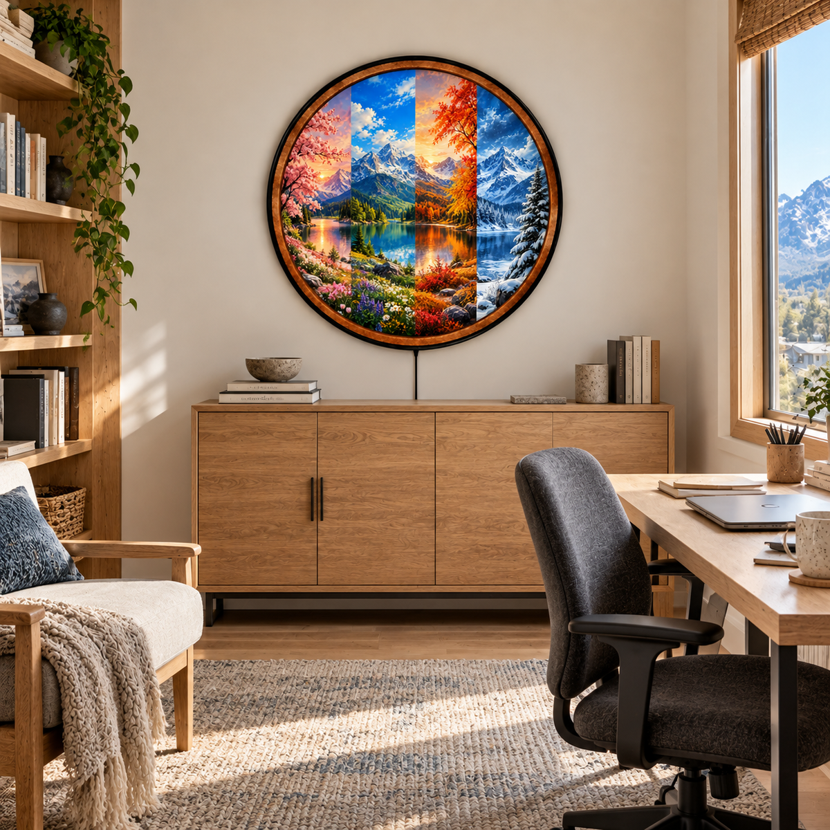 Four Seasons – Handcrafted Round LED Wall Art