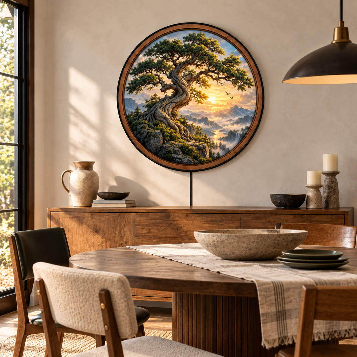 Ancient Sentinel Golden Valley Circular LED Wall Art