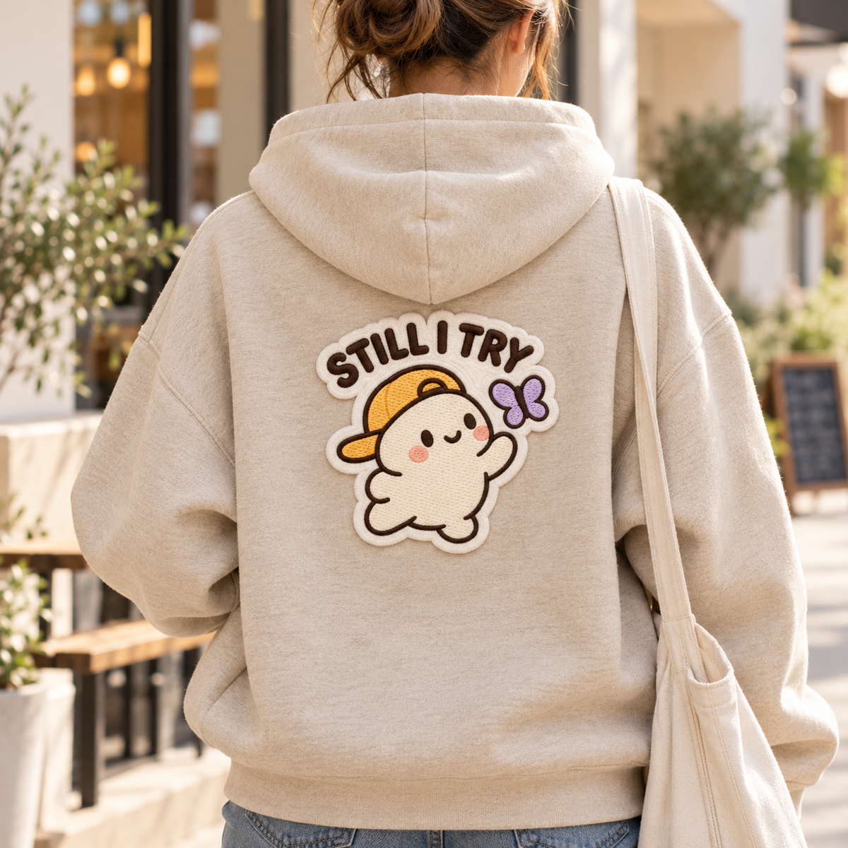 Still I Try Cute Ghost Embroidered Iron-On Patch