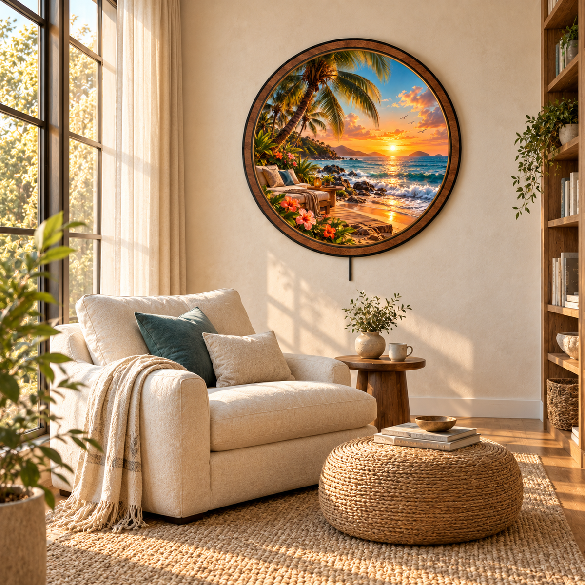 Tropical Sunset Retreat – Coastal Paradise LED Wall Art