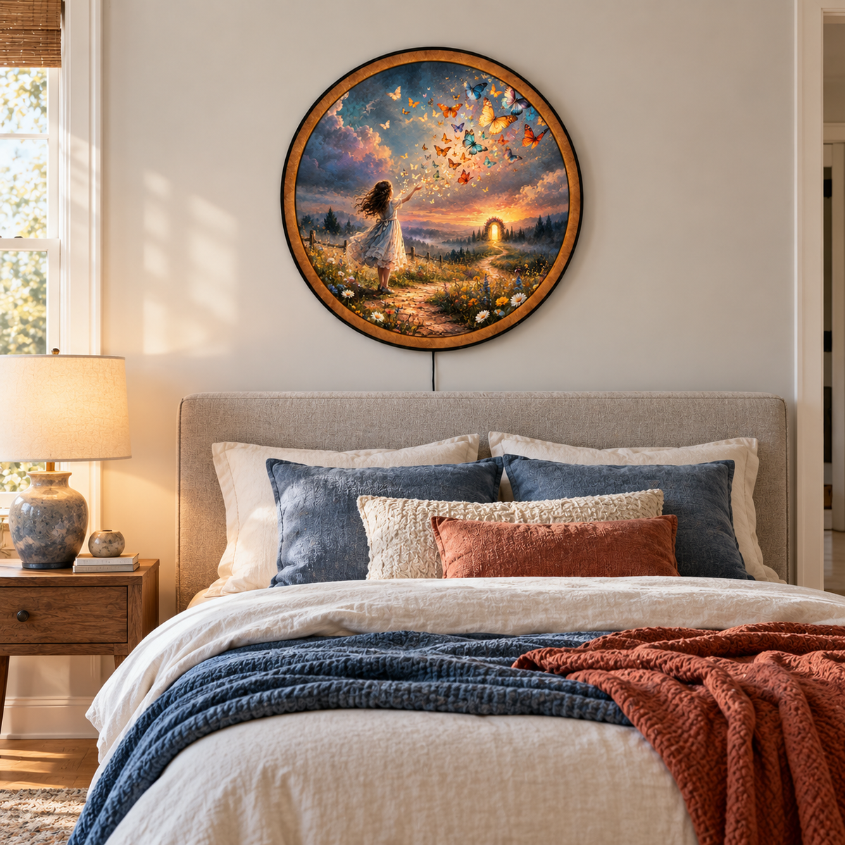 Butterfly Dream Gateway Circular LED Wall Art